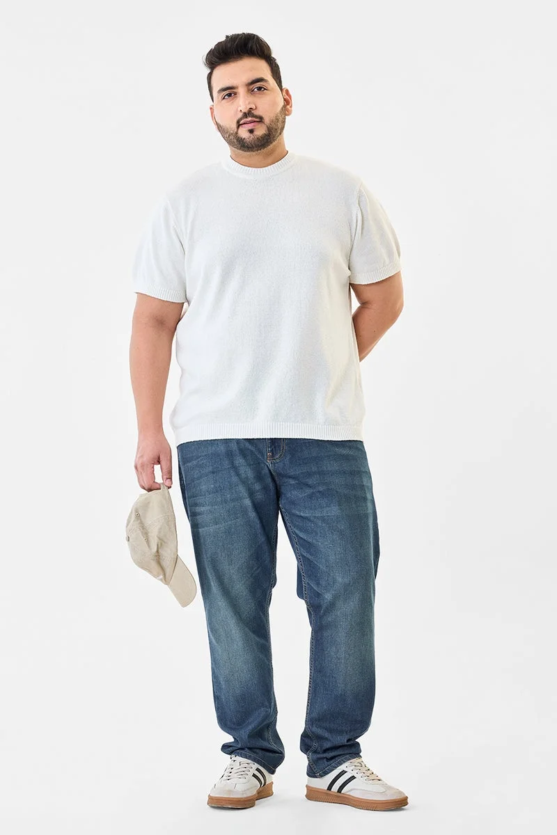 سنيتش تيشيرت مقاس كبير محبوك بنسيج بارز